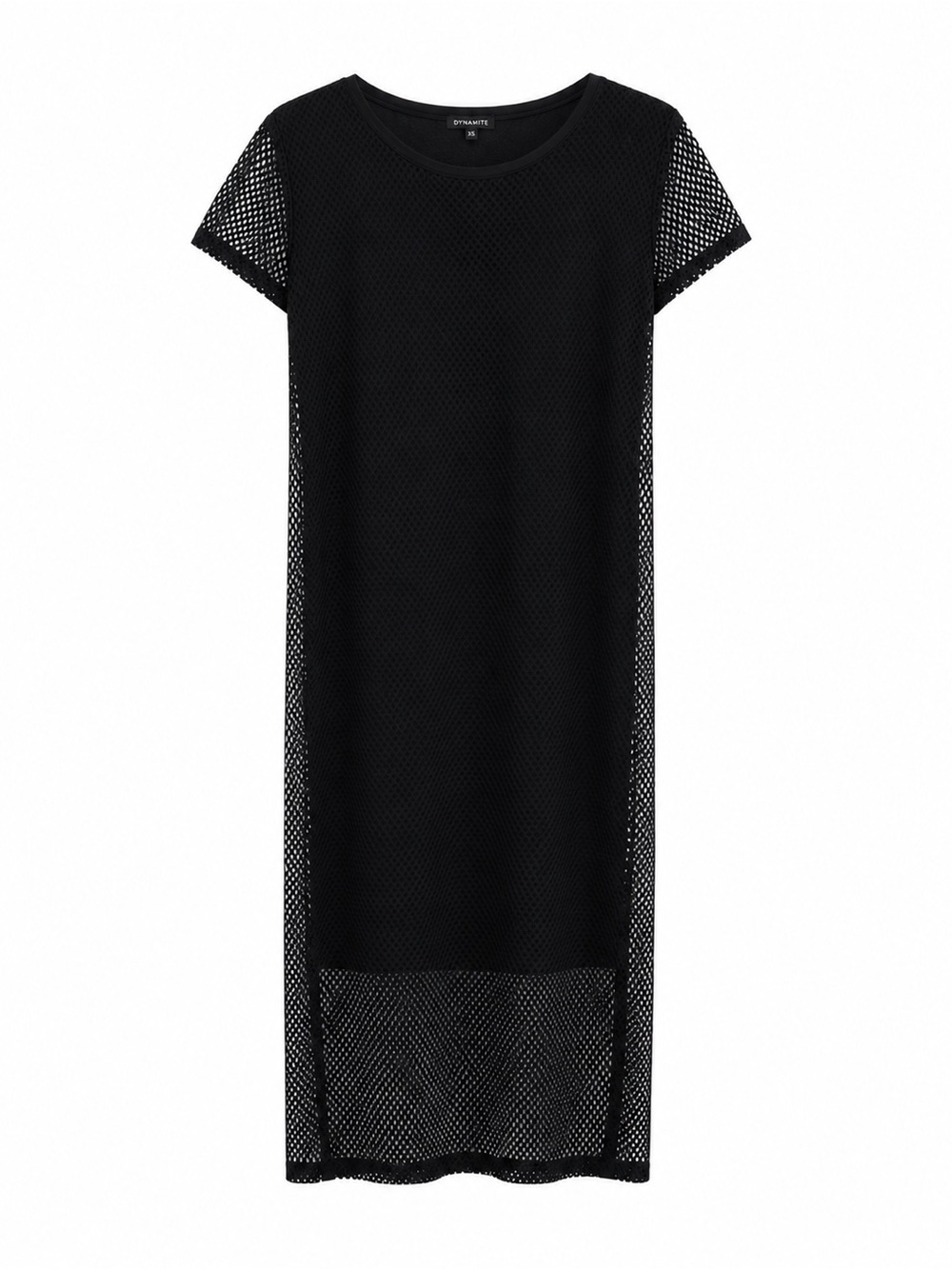 bebe Black Short-Sleeve Mesh Maxi Dress